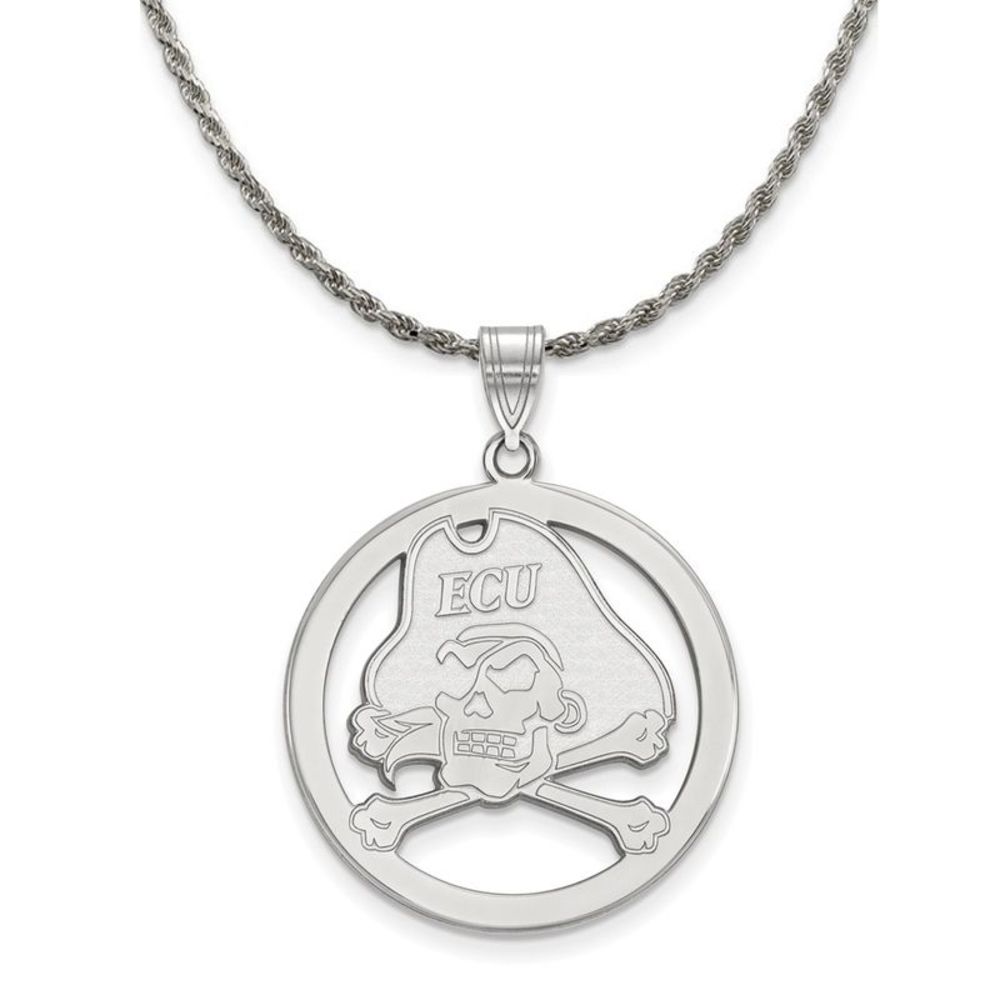 Sterling Silver East Carolina U Large Circle Pendant Necklace - 22 In